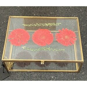 Pressed Flowers Glass And Metal‎ Trinket Box Rachel Zoe